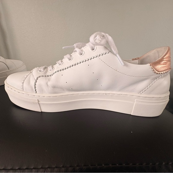 PAIGE White and Rose Gold Leather Platform Sneakers size 11 (run small) - Picture 6 of 16